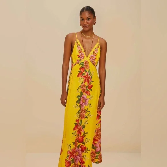 Farm Rio: Yellow Summer Fruit Scarf Euroflax™ Maxi
Dress - Picture 1 of 12